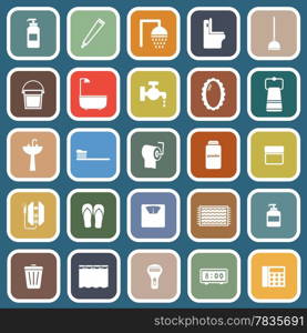 Bathroom flat icons on blue background, stock vector