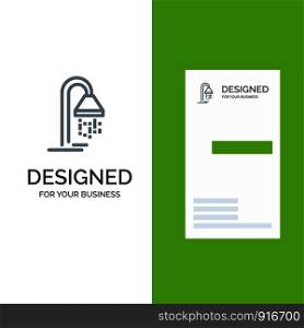 Bathroom, Hotel, Service, Shower Grey Logo Design and Business Card Template