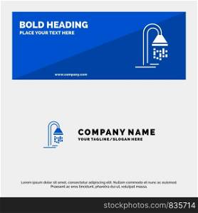Bathroom, Hotel, Service, Shower SOlid Icon Website Banner and Business Logo Template