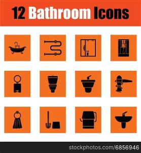 Bathroom icon set. Bathroom icon set. Orange design. Vector illustration.