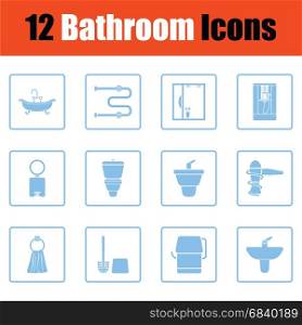 Bathroom icon set. Blue frame design. Vector illustration.