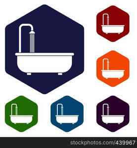 Bathroom icons set hexagon isolated vector illustration. Bathroom icons set hexagon