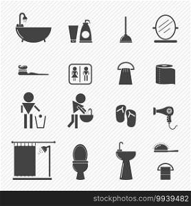 Bathroom icons set illustration