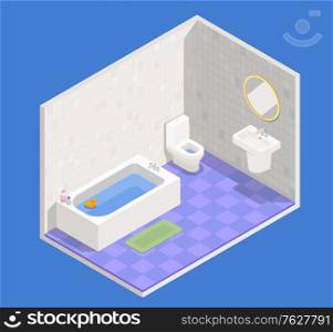 Bathroom interior concept with bath sink and toilet symbols vector illustration