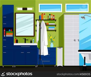 Bathroom interior or toilet room interior vector illustration. Bathroom or toilet room interior