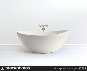 Bathroom Interior Poster. Bathroom interior poster bath in a modern style bathroom with golden accessories vector illustration
