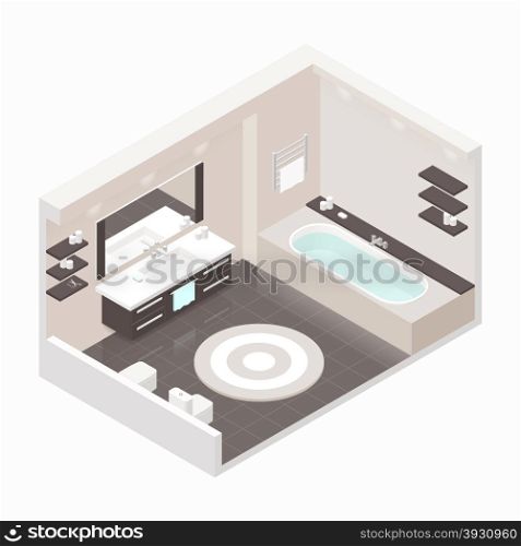 Bathroom isometric detailed set. Bathroom isometric detailed set vector graphic illustration