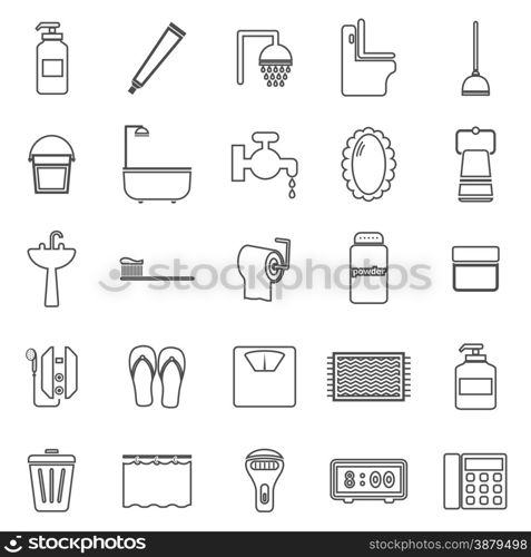 Bathroom line icons on white background, stock vector