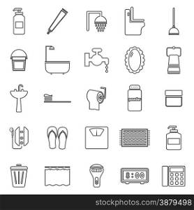 Bathroom line icons on white background, stock vector