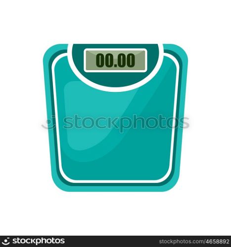 Bathroom scales on the white background. Vector