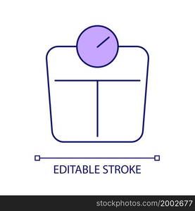 Bathroom scales RGB color icon. Weighing body mass instrument. Measuring and control weight. Overweight and obesity. Isolated vector illustration. Simple filled line drawing. Editable stroke. Bathroom scales RGB color icon