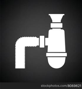Bathroom siphon icon. Black background with white. Vector illustration.