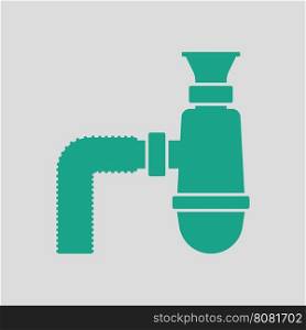 Bathroom siphon icon. Gray background with green. Vector illustration.
