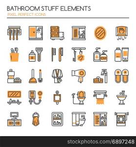 Bathroom Stuff Elements , Thin Line and Pixel Perfect Icons