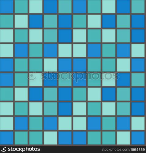 Bathroom wall square tile mosaic pattern. Turquoise ceramic floor design. vector classic background.