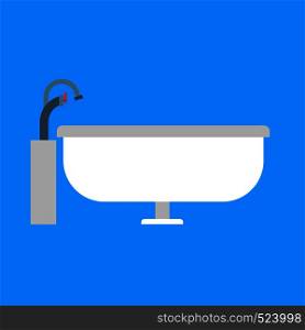 Bathtub bathroom vector icon side view design. Water hygiene cartoon interior shower relax. Ceramic laundered furniture