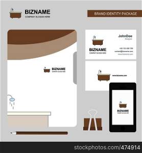 Bathtub Business Logo, File Cover Visiting Card and Mobile App Design. Vector Illustration