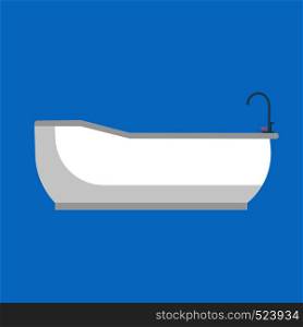 Bathtub ceramic vector icon side view. Wash health faucet concept classic bathroom cleaning spa relax interior