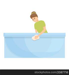 Bathtub cleaning icon cartoon vector. Housewife busy. Woman housework. Bathtub cleaning icon cartoon vector. Housewife busy