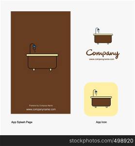 Bathtub Company Logo App Icon and Splash Page Design. Creative Business App Design Elements