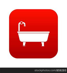 Bathtub icon digital red for any design isolated on white vector illustration. Bathtub icon digital red