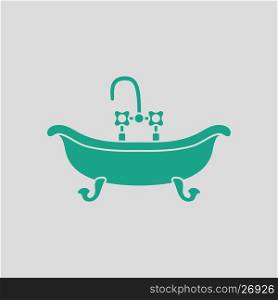 Bathtub icon. Gray background with green. Vector illustration.