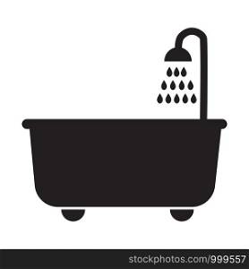 bathtub icon on white background. flat style. bathtub with shower icon for your web site design, logo, app, UI. take a bath sign. bathroom symbol.