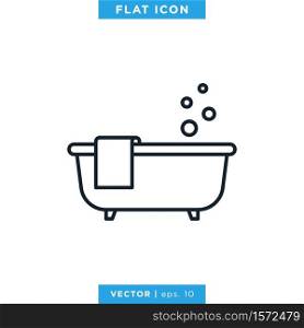 Bathtub Icon Vector Design Template. Editable Stroke