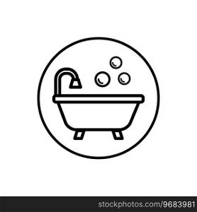 Bathtub icon vector logo design template flat style