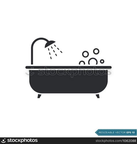 Bathtub Icon Vector Logo Template Illustration Design. Vector EPS 10.