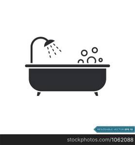 Bathtub Icon Vector Logo Template Illustration Design. Vector EPS 10.