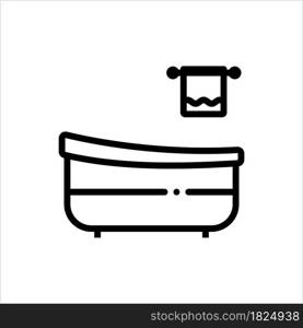 Bathtub Icon, Water Container Used For Bathing Vector Art Illustration