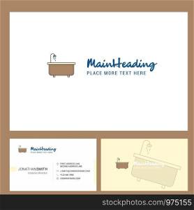 Bathtub Logo design with Tagline & Front and Back Busienss Card Template. Vector Creative Design