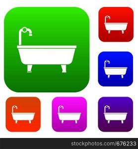 Bathtub set icon in different colors isolated vector illustration. Premium collection. Bathtub set collection