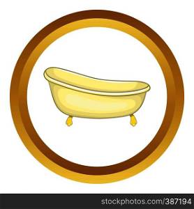 Bathtub vector icon in golden circle, cartoon style isolated on white background. Bathtub vector icon