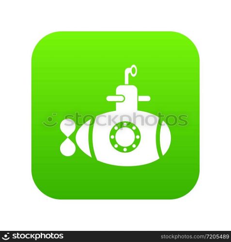 Bathyscaphe with hatch icon green vector isolated on white background. Bathyscaphe with hatch icon green vector