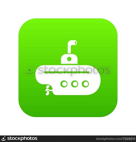 Bathyscaphe with periscope icon green vector isolated on white background. Bathyscaphe with periscope icon green vector