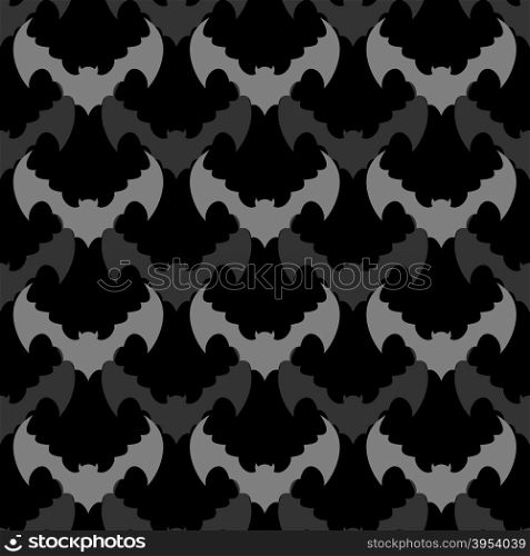 Bats seamless pattern. Background of flying animals. Black ornament from bloodsuckers and vampires.&#xA;