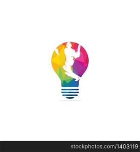 Batsman playing cricket bulb shape concept logo. Cricket competition logo.
