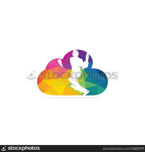 Batsman playing cricket cloud shape concept logo. Cricket competition logo.
