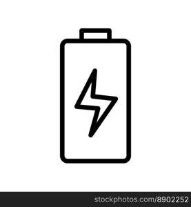 Battery charge icon line isolated on white background. Black flat thin icon on modern outline style. Linear symbol and editable stroke. Simple and pixel perfect stroke vector illustration