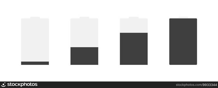 Battery charge indicator icons. Battery charge level indicators flat style. Vector illustration