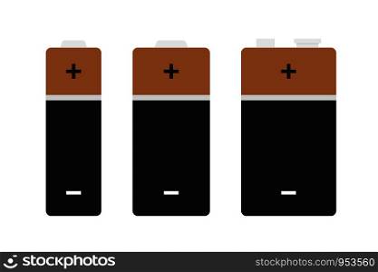 Battery charge isolated icon. Battery indicator set icon vector. Lightning, electric power icon. Few tipes of battery.