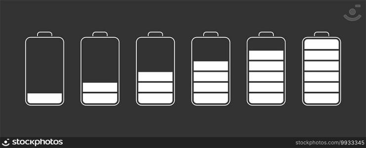Battery charge level indicators. Discharged and fully charged battery smartphone. Vector illustration