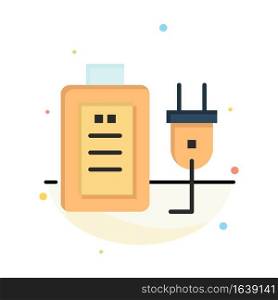 Battery, Charge, Plug, Education Abstract Flat Color Icon Template