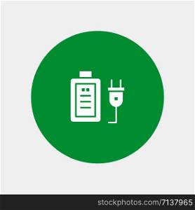 Battery, Charge, Plug, Education white glyph icon