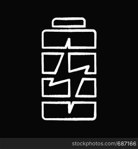 Battery charging chalk icon. Battery level indicator. Isolated vector chalkboard illustrations. Battery charging chalk icon