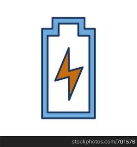 Battery charging color icon. Battery level indicator. Isolated vector illustration. Battery charging color icon