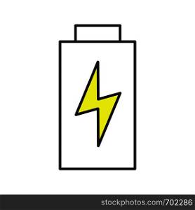 Battery charging color icon. Battery level indicator. Isolated vector illustration. Battery charging color icon