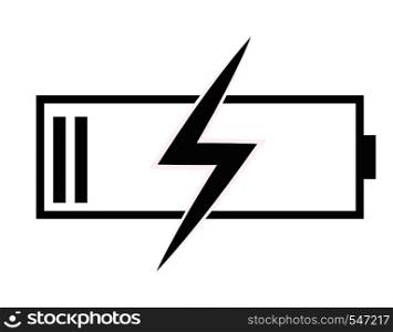 battery charging icon on white background. flat style design. battery charging sign.